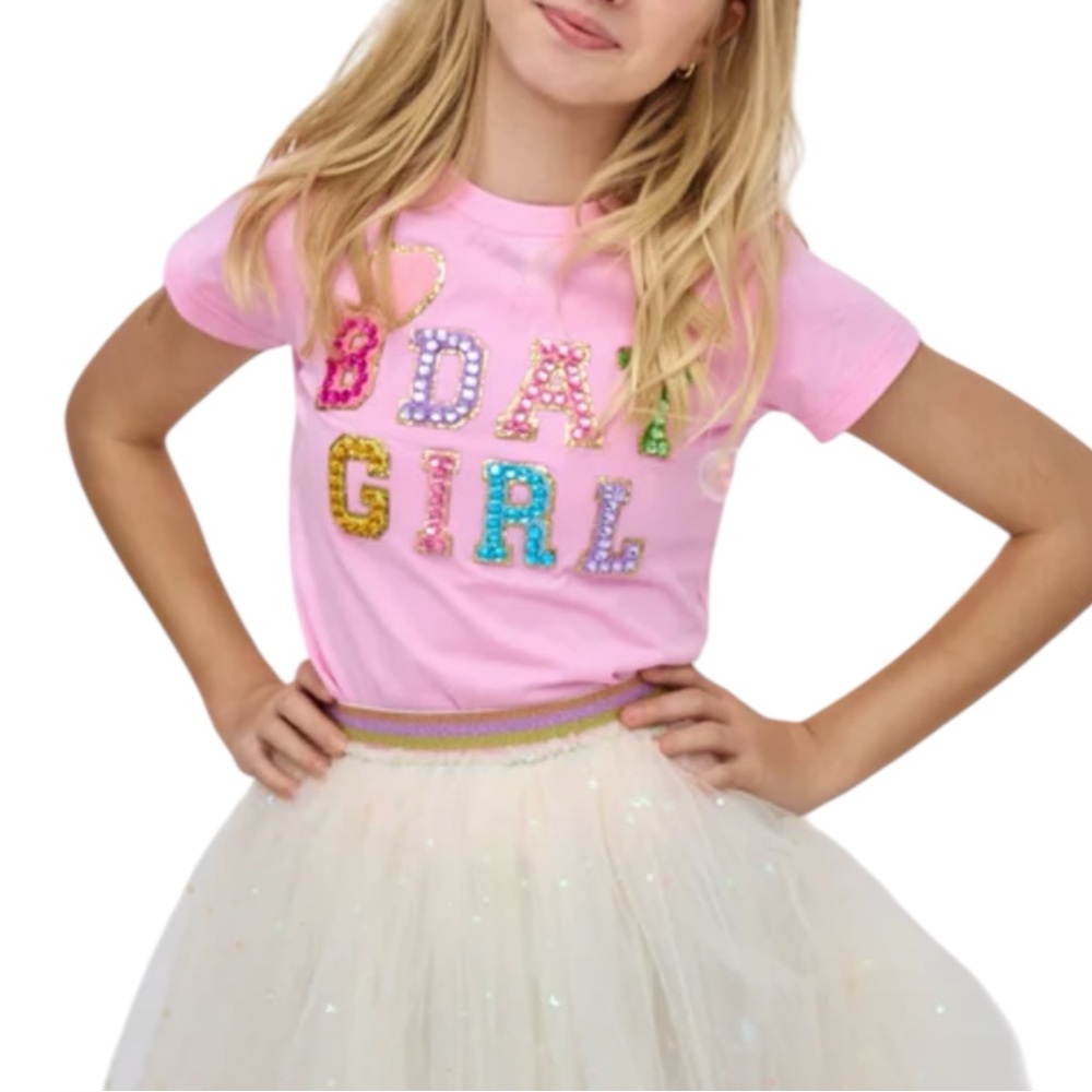 Lola + The Boys Pink Sequin 'Bday Girl' Tee